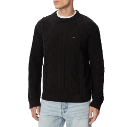 TH JERSEY TJM REG CABLE KNIT BLK