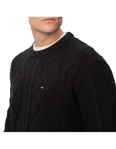 TH JERSEY TJM REG CABLE KNIT BLK