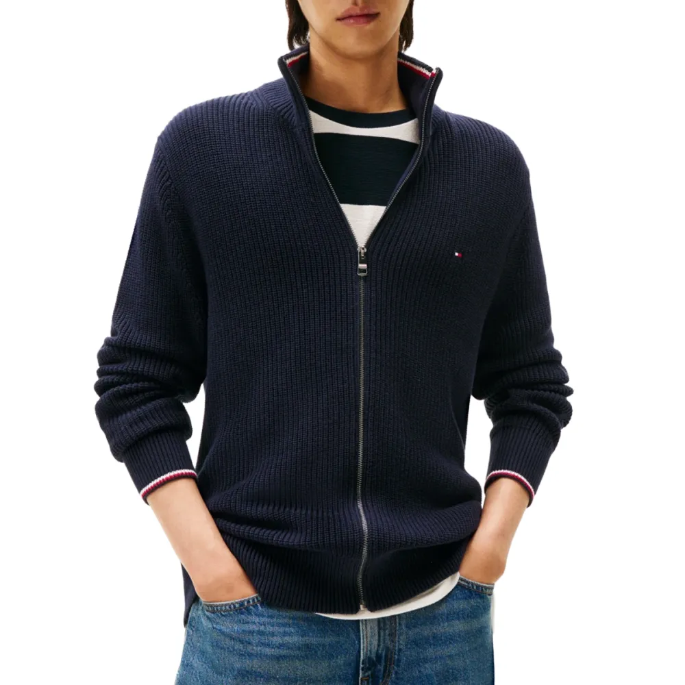 TH RWB RIB ZIP THROUGH NAVY