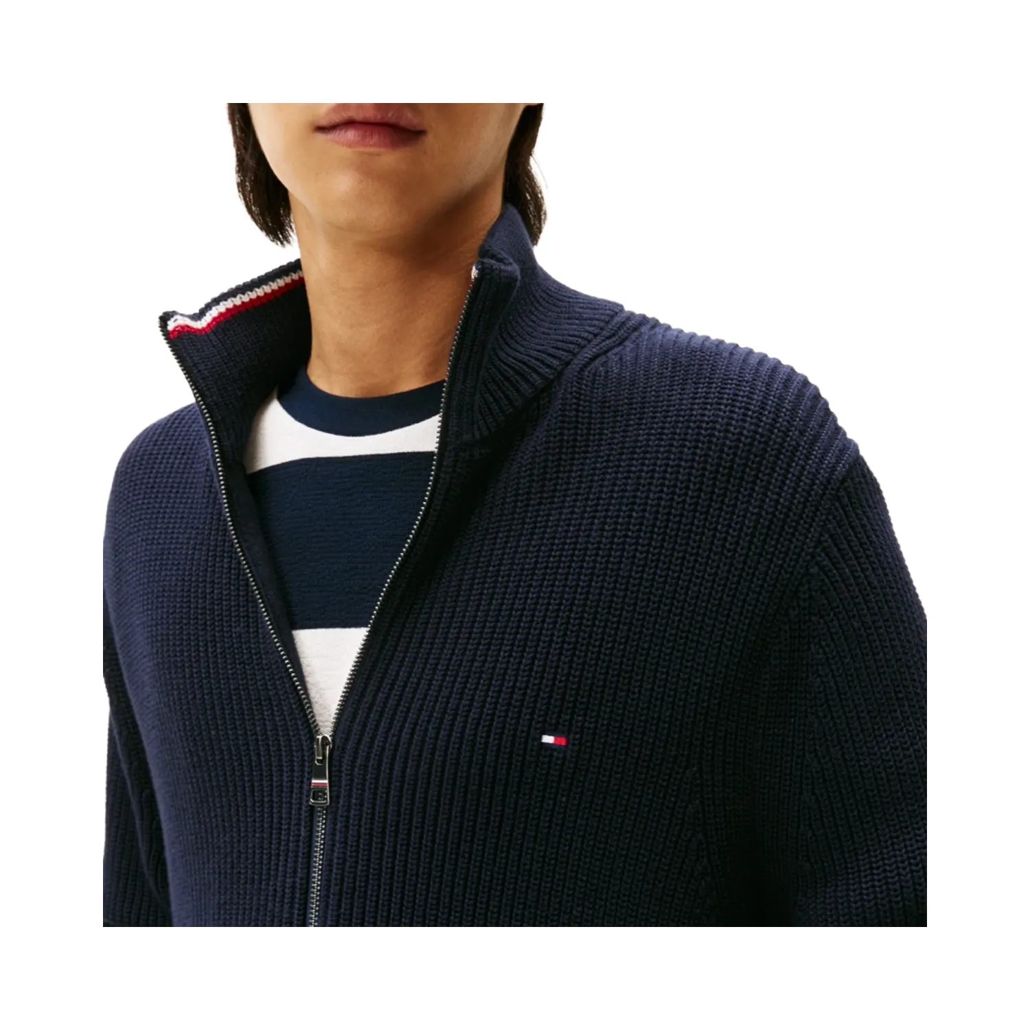 TH RWB RIB ZIP THROUGH NAVY
