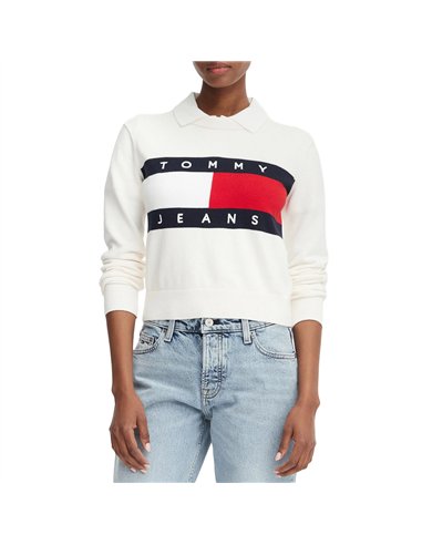 TOMMY FLAG CREW NECK WHT