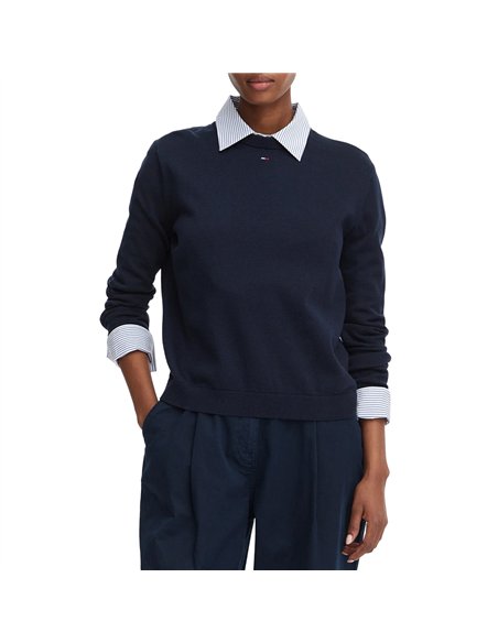 TOMMY JERSEY ESSENTIAL CREW NAVY