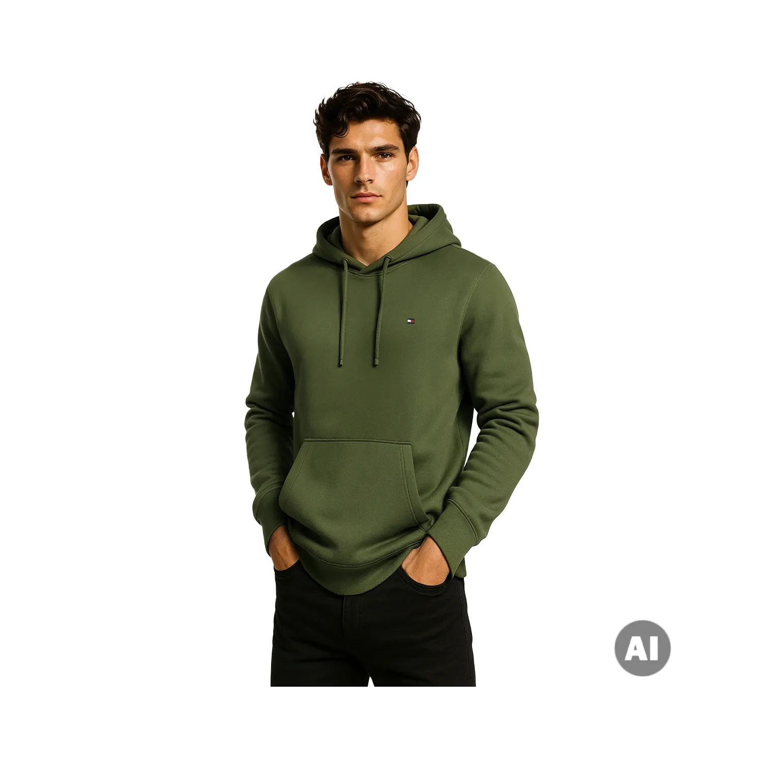 TH Sudadera de felpa con logo bordado GRN