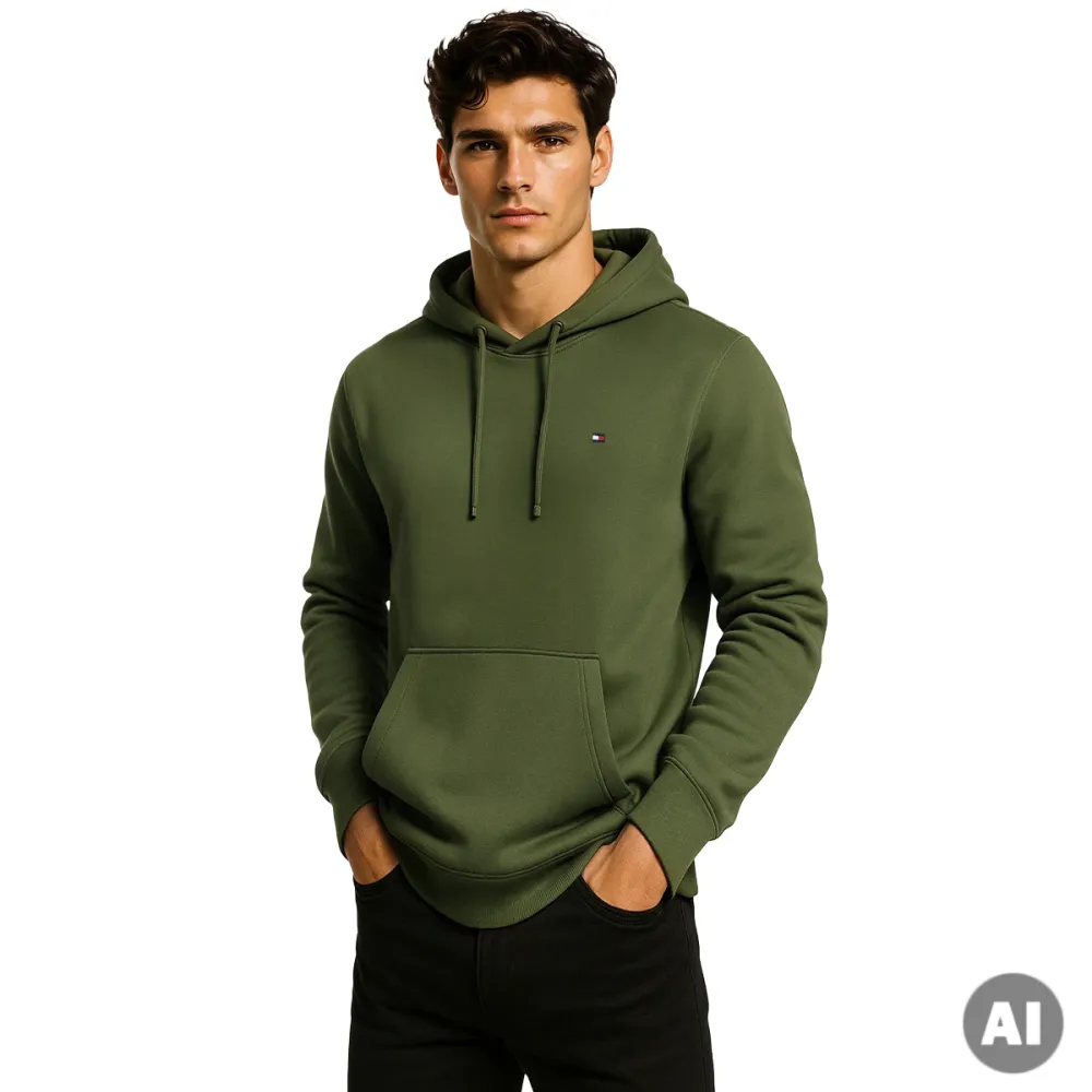 TH Sudadera de felpa con logo bordado GRN