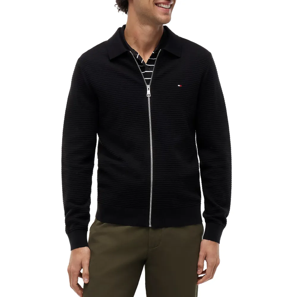 TH Knit Zip-Thru Polo Cardigan
