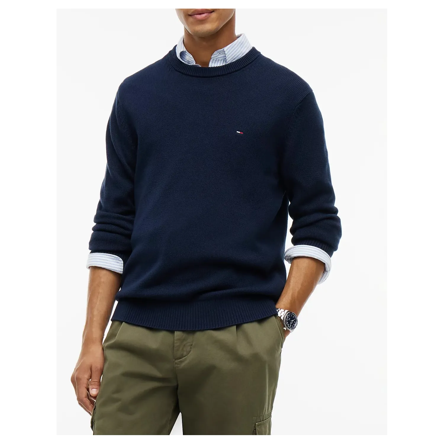 TH Jersey texturizado slim con logo NAVY