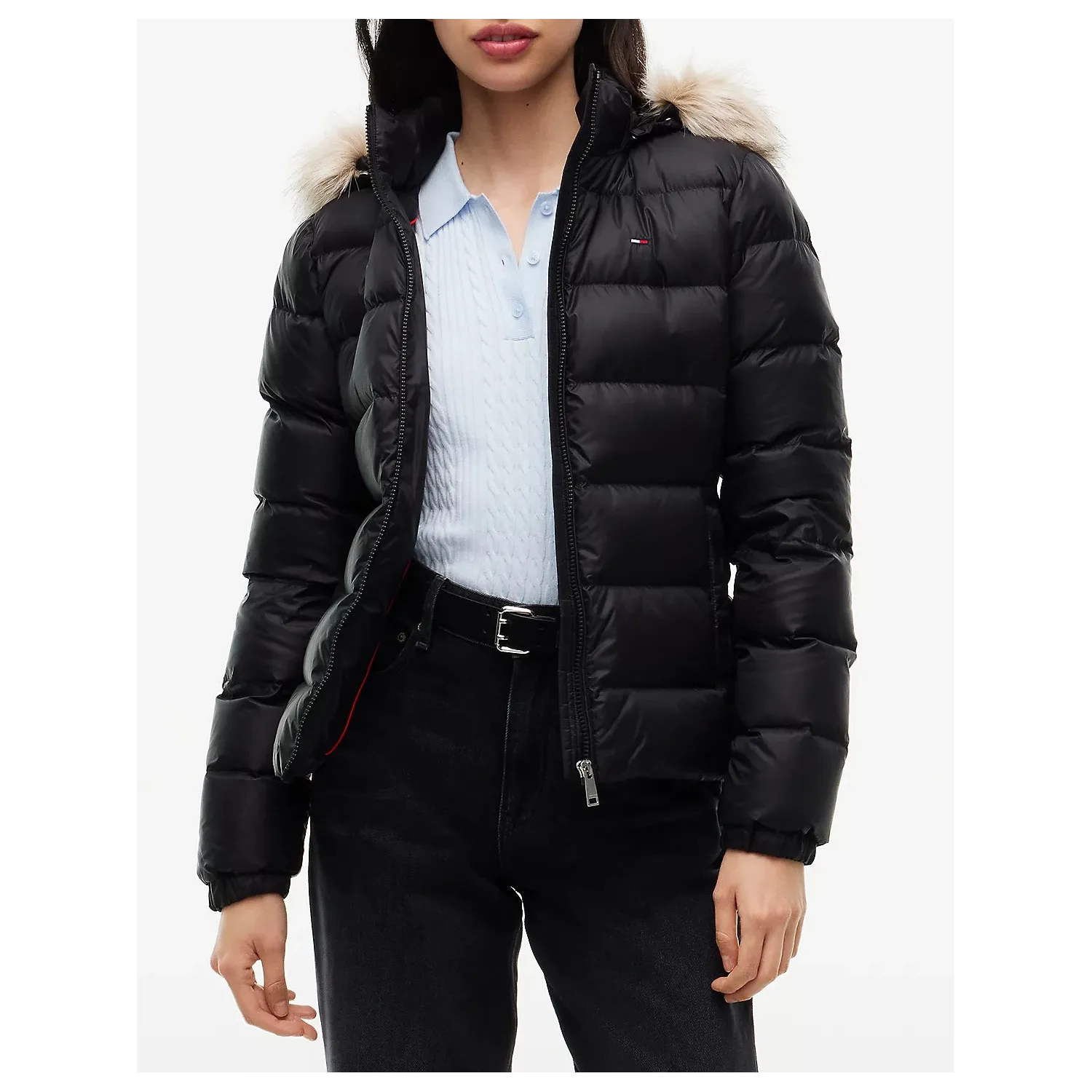 TH Cazadora slim de plumón con capucha BLK