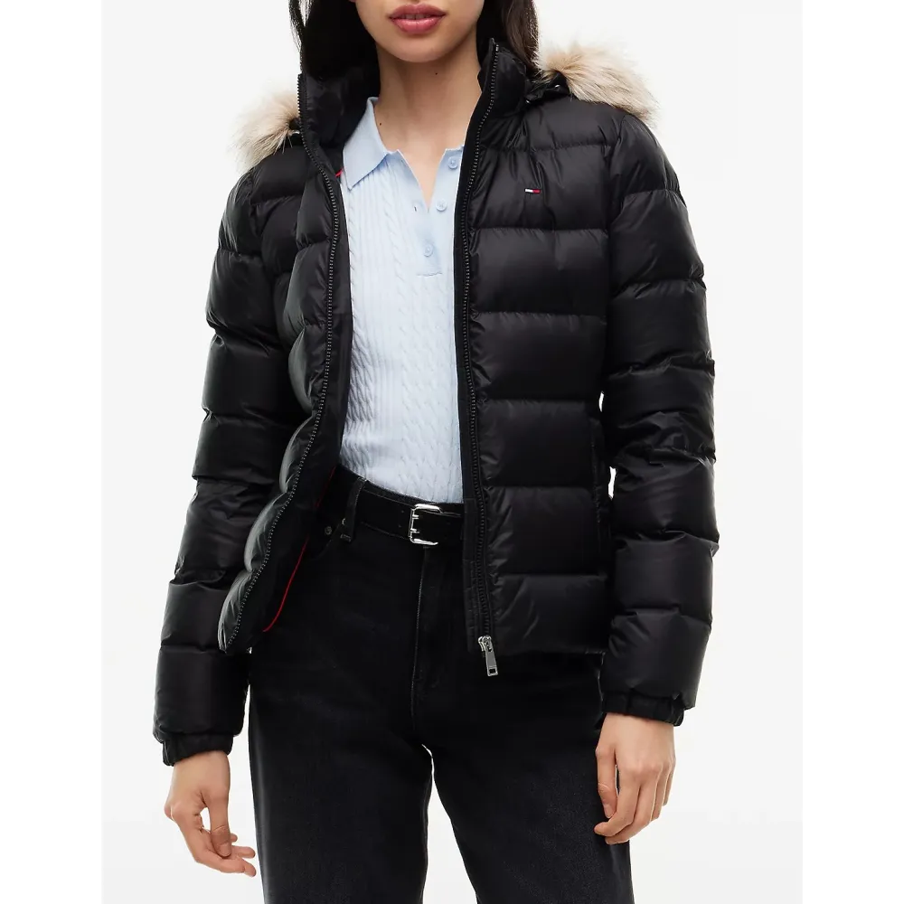 TH Cazadora slim de plumón con capucha BLK