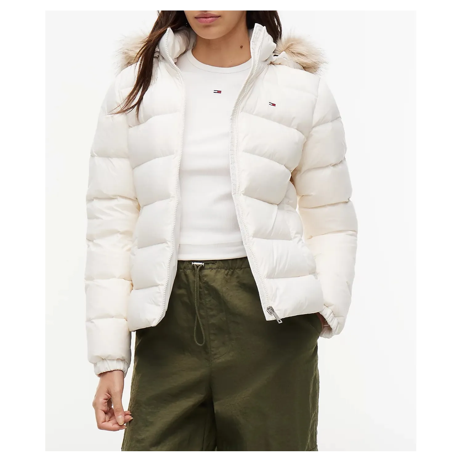TH Cazadora slim de plumón con capucha WHT