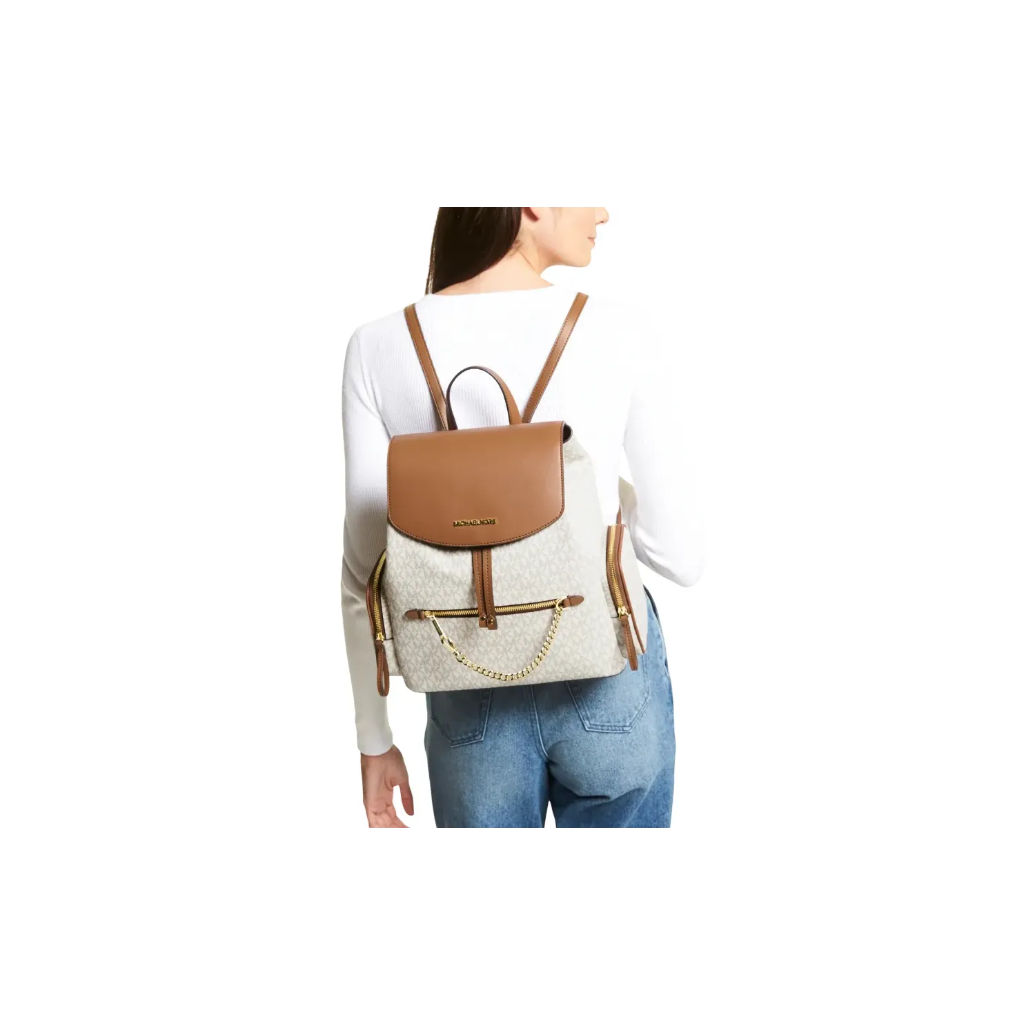 MK JST MD CHAIN BACKPACK VANILLA